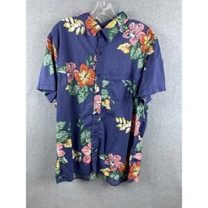 American Eagle Shirt Men's XL‎ Blue Short Sleeve Button Up Hawaiian Floral Beach
